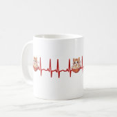 Kawaii Anime Cat Ramen Noodles Otaku EKG Heartbeat Kaffeetasse (Vorderseite Links)