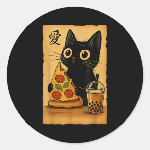 Kawaii Anime Cat Zza Teatro Sociale Zza Runder Aufkleber
