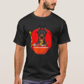 Kawaii Anime Doberman Pinscher Ramen Noodles T-Shirt (Vorderseite)