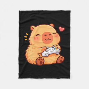 Kawaii-Anime-Frauen-Capybara beim Videospielen Fleecedecke