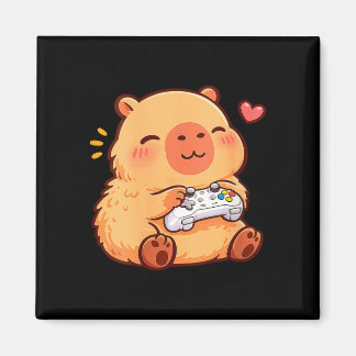 Kawaii-Anime-Frauen-Capybara beim Videospielen Magnet