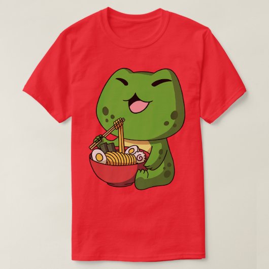 Kawaii Anime Frog Asian Noodles Japanisches Ramen  T-Shirt (Design vorne)