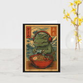 Kawaii Anime Gamer T-rex Ramen Retro Japanese Gami Karte (Gelbe Blume)