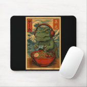Kawaii Anime Gamer T-rex Ramen Retro Japanese Gami Mousepad (Mit Mouse)