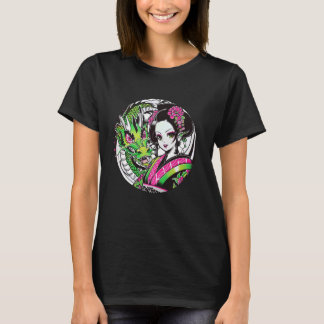 Kawaii Anime Geisha With Dragon Elegance For Otaku T-Shirt