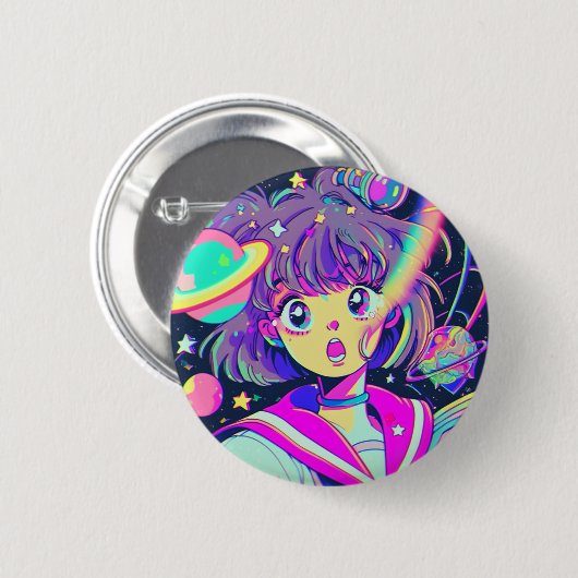 Kawaii Anime Girl Button (Vorne & Hinten)