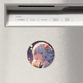 Kawaii Anime Girl Drinking Boba Magnet - Niedlich (In Situ (Geschirrspüler))