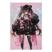 Kawaii Anime Girl in Rosa und Schwarz Poster (Vorderseite)