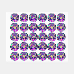 Kawaii Anime Girl Labels Etiketten