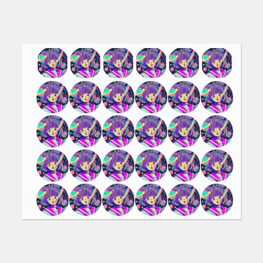 Kawaii Anime Girl Labels Etiketten (Blatt)