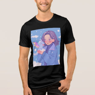 Kawaii Anime Girl mit Baby Dragon im Winterschnee Tri-Blend Shirt