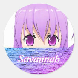 Kawaii Anime Girl niedlicher süßrosa Name Runder Aufkleber