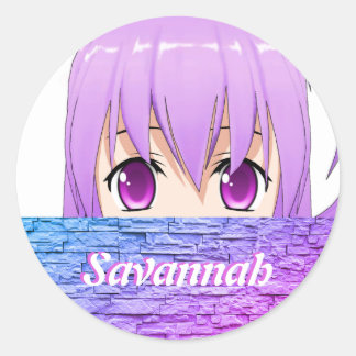 Kawaii Anime Girl niedlicher süßrosa Name Runder Aufkleber