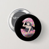 Kawaii Anime Girl Oster Bunny Egg Niedlich Waifu E Button (Vorne & Hinten)