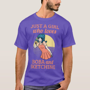 Kawaii Anime Girl Sketching Boba Bubble Tee Lover