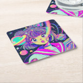 Kawaii Anime Girl Square Paper Untersetzer (angewinkelt)