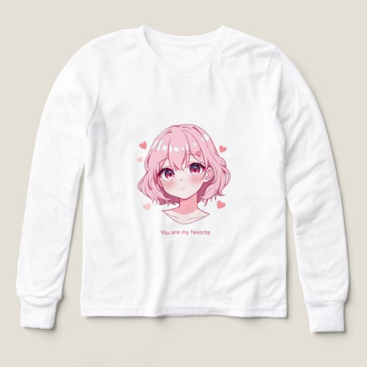 Kawaii Anime Girl Valentine Sweatshirt (Design Vorderseite)