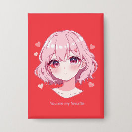 Kawaii Anime Girl Valentine Sweatshirt Button