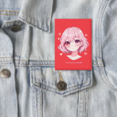 Kawaii Anime Girl Valentine Sweatshirt Button (Insitu)