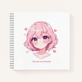 Kawaii Anime Girl Valentine Sweatshirt Notizblock
