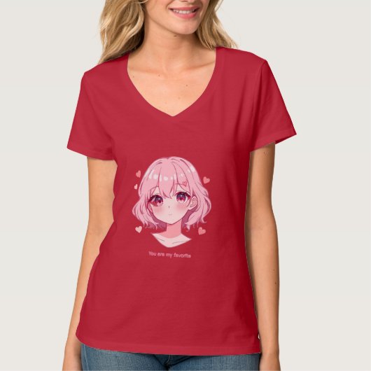Kawaii Anime Girl Valentine Sweatshirt T-Shirt (Vorderseite)