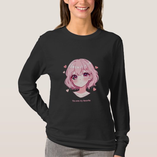 Kawaii Anime Girl Valentine Sweatshirt T-Shirt (Vorderseite)