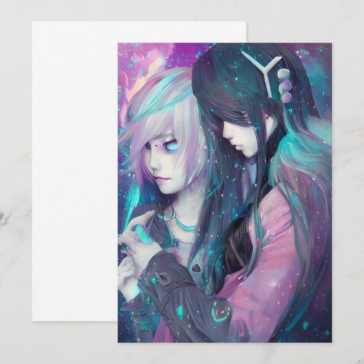 Kawaii Anime Graphic Einladung (Vorne/Hinten)