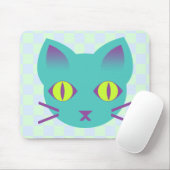 Kawaii Anime Kitty Cat Blue & Green Karos Mousepad (Mit Mouse)