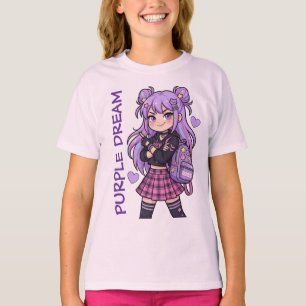 Kawaii-Anime-Mädchen Lila-Traum-T-Shirt T-Shirt