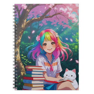Kawaii Anime Mädchen mit Hund Notizblock