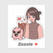 Kawaii Anime Mädchen mit Schokoladen-Milchshake un