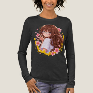 Kawaii Anime Mädchen Sakura Kirschblüten T-Shirt Tri-Blend Shirt