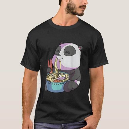 Kawaii Anime Panda Eating Ra Japanese Noodles Pand T-Shirt (Vorderseite)
