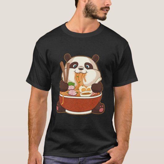 Kawaii Anime Panda Otaku Japanisch Ra Noodles T-Shirt (Vorderseite)