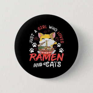 Kawaii Anime Ramen Cat Japanese Food Girls Officia Button