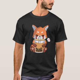 Kawaii Anime Red Panda trinkt Boba Bubble Tee