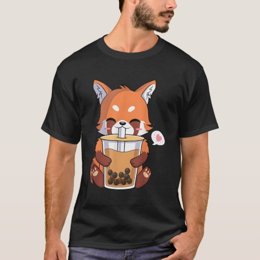 Kawaii Anime Red Panda trinkt Boba Bubble Tee (Vorderseite)