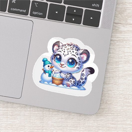 Kawaii Anime Snow Leopard Kid's Sticker (Detail)