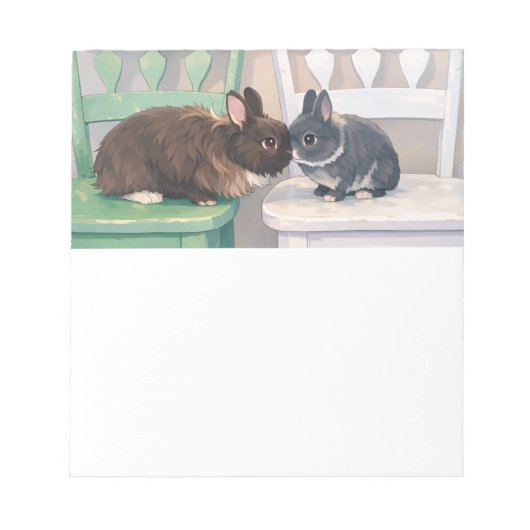 Kawaii Anime Two Bunnies 8.5x11 Notepad Rabbit Art Notizblock (Vorderseite)