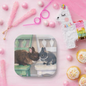 Kawaii Anime Two Bunnies Paper Plates; Set of 8 Pappteller (Party)