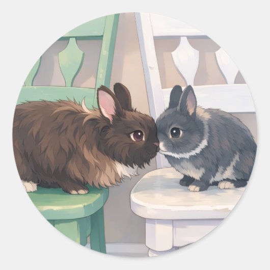 Kawaii Anime Two Bunnies Stickers (Vorderseite)