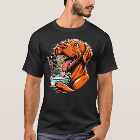 Kawaii Anime Vizsla Dog Ramen T-Shirt (Vorderseite)