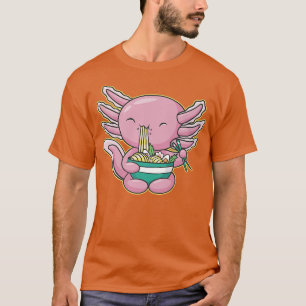 Kawaii Aolotl Niedlich Eating Ramen Noodles Anime  T-Shirt
