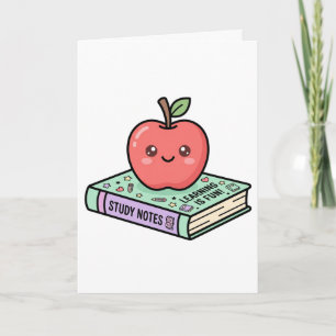 Kawaii Apfel auf Buch Süße Lehrerin Wertschätzung  Karte