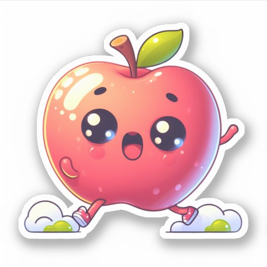 Kawaii-Apfel Aufkleber (Vorderseite)