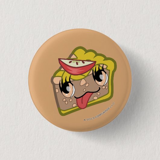 Kawaii Apfelkuchen-Scheibe-Knopf Button (Vorderseite)