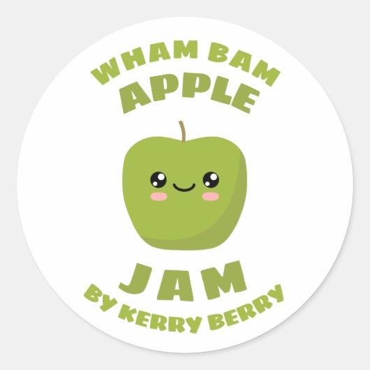 Kawaii Apple Jam Runder Aufkleber (Vorderseite)
