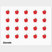 Kawaii Apple Red Niedlich Runder Aufkleber (Blatt)