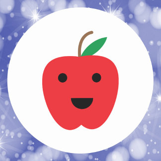 Kawaii Apple Red Niedlich Runder Aufkleber