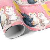 Kawaii Art Cats and Mice Geschenkpapier (Rolleneckpunkt)